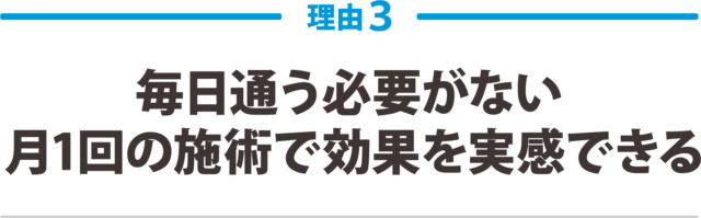 3.毎日通う必要がない、月1回の施術で効果を実感できる